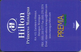 Hotel Keycard Hilton Managua Nicaragua Front