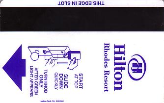 Hotel Keycard Hilton Rhodes Greece Back