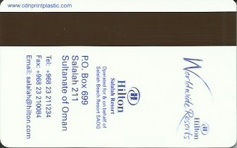 Hotel Keycard Hilton Salalah Oman Back