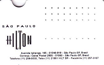 Hotel Keycard Hilton Sao Paulo Brazil Back
