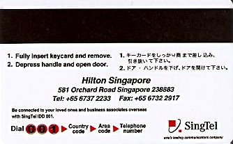 Hotel Keycard Hilton  Singapore Back