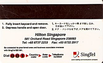 Hotel Keycard Hilton  Singapore Back
