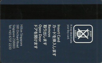 Hotel Keycard Hilton  Singapore Back