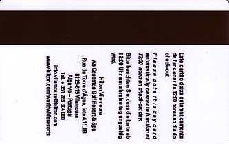 Hotel Keycard Hilton Vilamoura Portugal Back