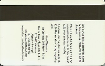 Hotel Keycard Hilton Vilamoura Portugal Back