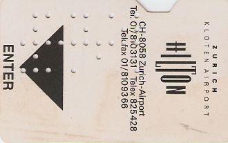 Hotel Keycard Hilton Zurich Switzerland Front