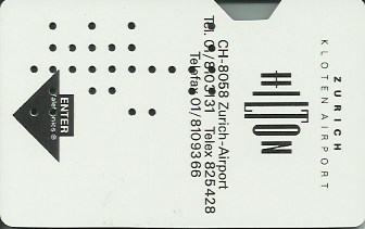 Hotel Keycard Hilton Zurich Switzerland Front