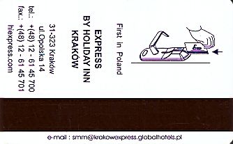 Hotel Keycard Holiday Inn Express Krakow Poland Back