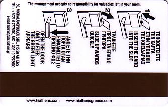 Hotel Keycard Holiday Inn Athens Greece Back