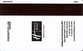 Hotel Keycard Holiday Inn Bali Indonesia Back