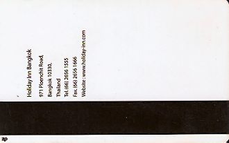 Hotel Keycard Holiday Inn Bangkok Thailand Back