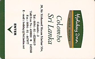 Hotel Keycard Holiday Inn Colombo Sri Lanka Front