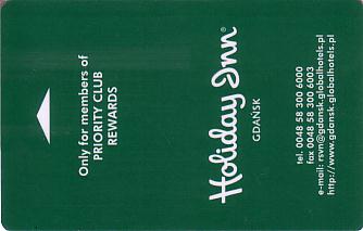 Hotel Keycard Holiday Inn Gdansk Poland Front