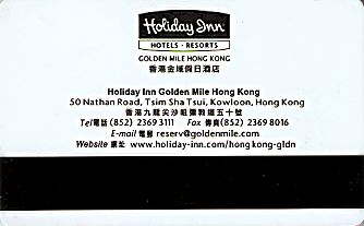 Hotel Keycard Holiday Inn  Hong Kong Back