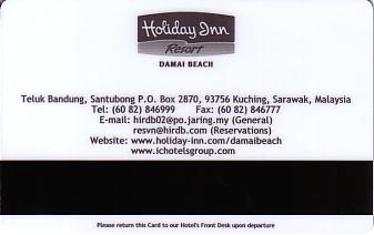 Hotel Keycard Holiday Inn Kuching Malaysia Back