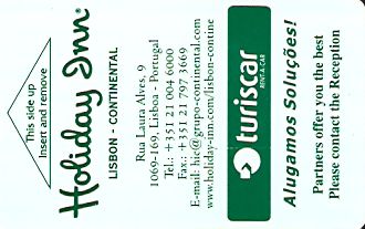 Hotel Keycard Holiday Inn Lisbon Portugal Front
