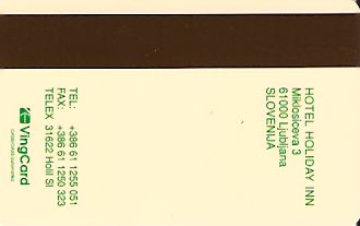 Hotel Keycard Holiday Inn Ljubljana Slovenia Back