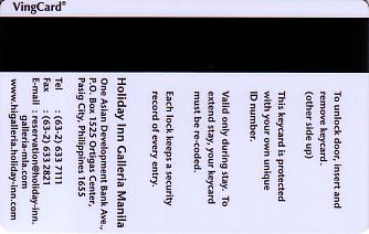 Hotel Keycard Holiday Inn Manila Philippines Back