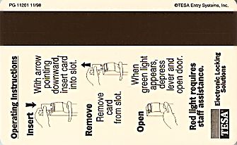 Hotel Keycard Howard Johnson Generic Back