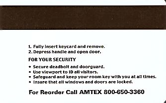 Hotel Keycard Howard Johnson Generic Back