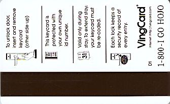 Hotel Keycard Howard Johnson Generic Back