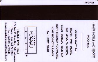 Hotel Keycard Hyatt Bali Indonesia Back