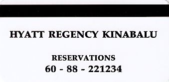 Hotel Keycard Hyatt Kinabalu Malaysia Back
