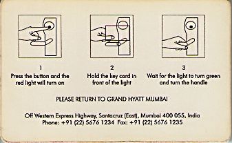 Hotel Keycard Hyatt Mumbai India Back