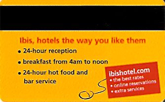 Hotel Keycard Ibis Generic Back