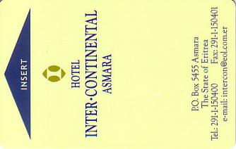Hotel Keycard Inter-Continental Asmara Eritrea Front