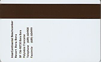 Hotel Keycard Inter-Continental Bora Bora French Polynesia Back