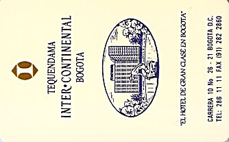 Hotel Keycard Inter-Continental Bogota Colombia Front