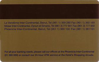 Hotel Keycard Inter-Continental Beirut Lebanon Back