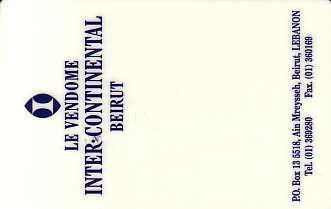 Hotel Keycard Inter-Continental Beirut Lebanon Front