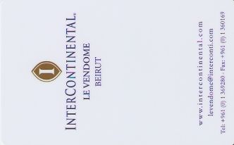 Hotel Keycard Inter-Continental Beirut Lebanon Front
