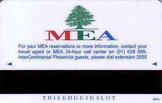 Hotel Keycard Inter-Continental Beirut Lebanon Back