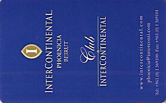 Hotel Keycard Inter-Continental Beirut Lebanon Front