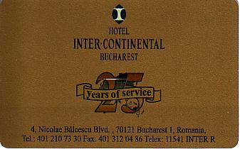 Hotel Keycard Inter-Continental Bucharest Romania Front