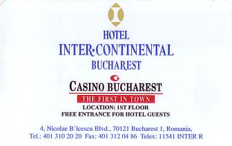Hotel Keycard Inter-Continental Bucharest Romania Front