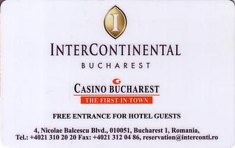Hotel Keycard Inter-Continental Bucharest Romania Front