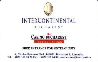Hotel Keycard Inter-Continental Bucharest Romania Front