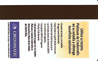 Hotel Keycard Inter-Continental Centro America Costa Rica Back