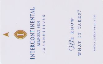 Hotel Keycard Inter-Continental Johannesburg South Africa Front