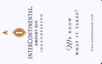 Hotel Keycard Inter-Continental Johannesburg South Africa Front