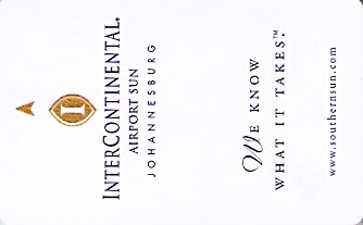 Hotel Keycard Inter-Continental Johannesburg South Africa Front