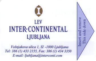 Hotel Keycard Inter-Continental Ljubljana Slovenia Front