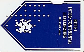 Hotel Keycard Inter-Continental  Luxembourg Front