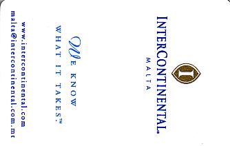 Hotel Keycard Inter-Continental  Malta Front