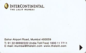 Hotel Keycard Inter-Continental Mumbai India Front