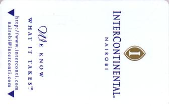 Hotel Keycard Inter-Continental Nairobi Kenya Front
